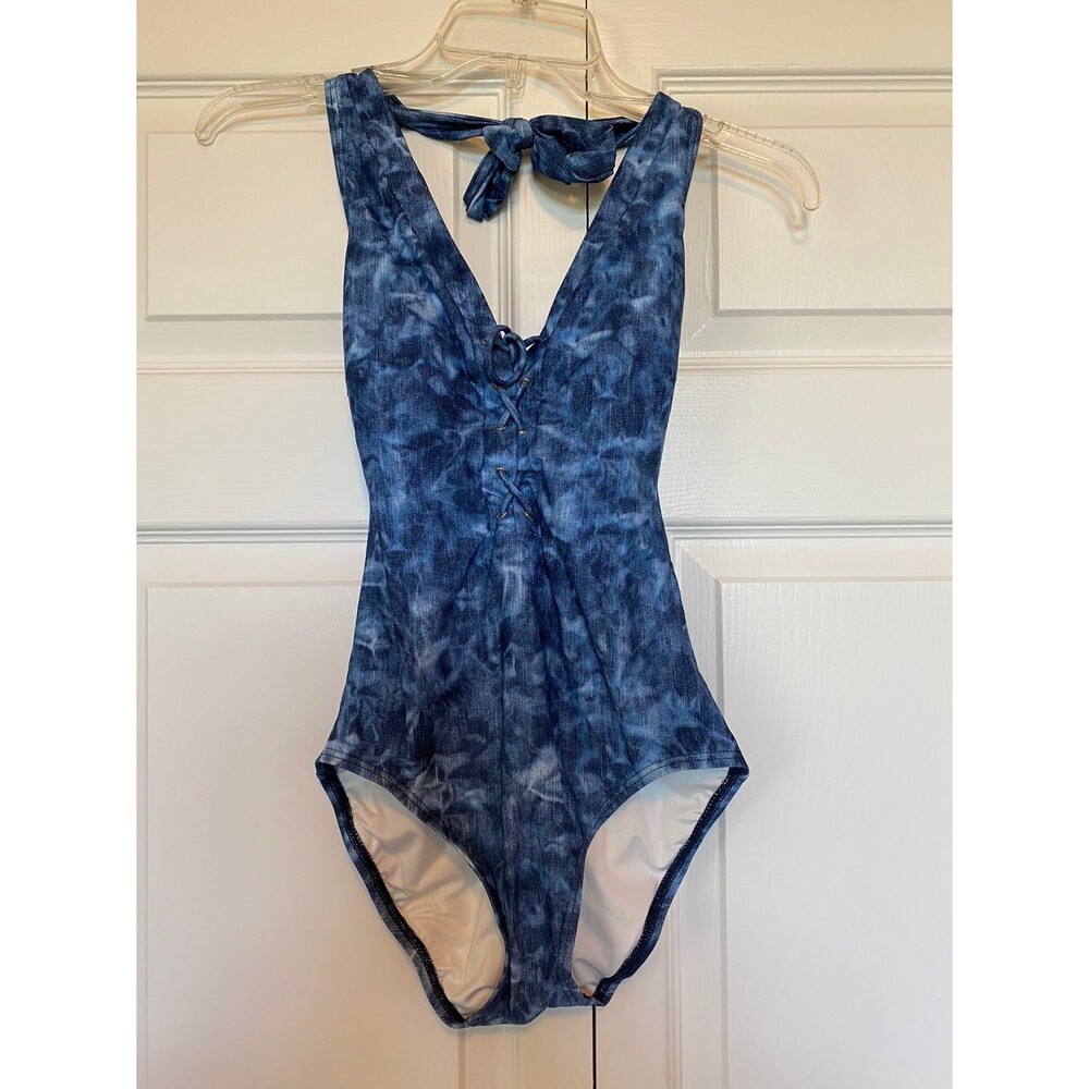 Michael kors swimsuit one piece tie dye denim pattern
